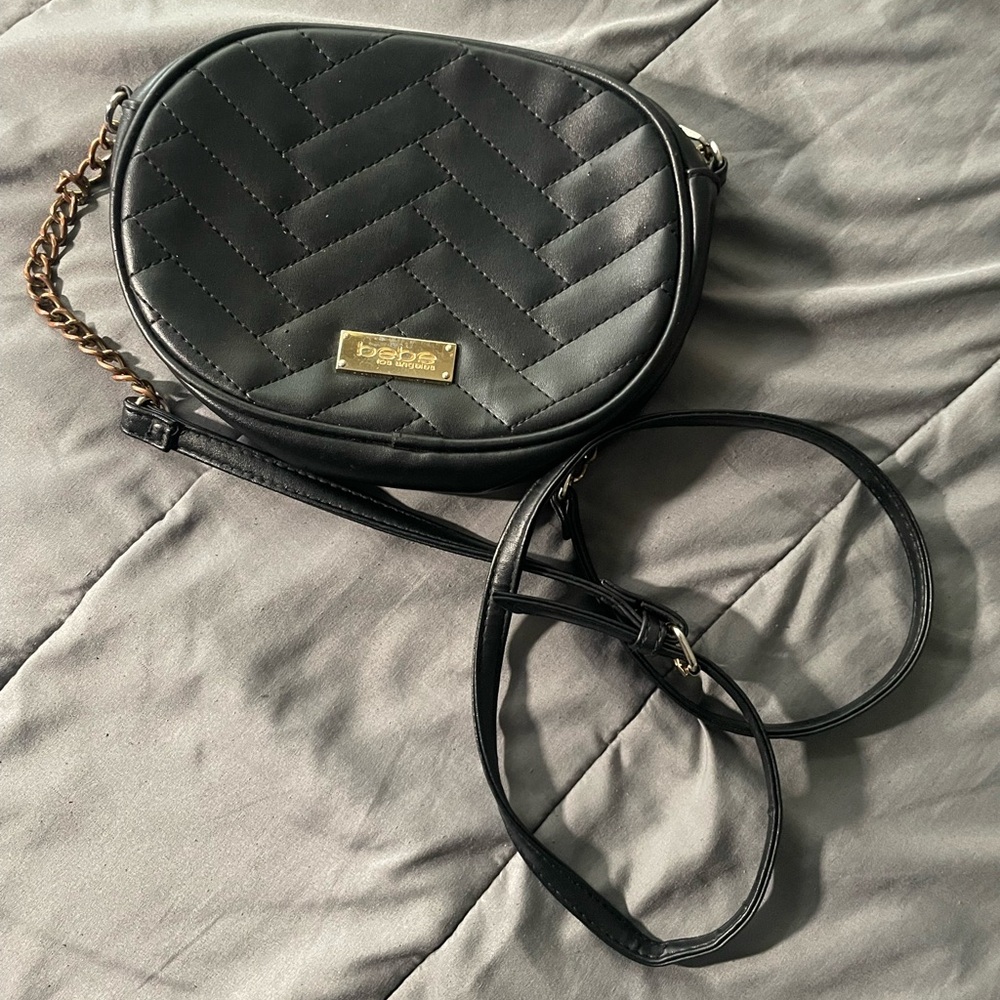 Bebe Black Quilted Crossbody Bag Purse Wallet Bag
